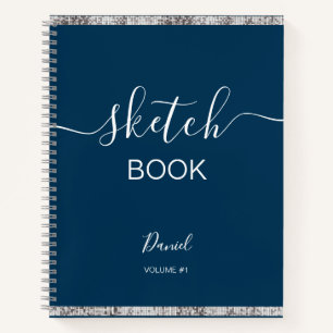 Personalised Sketchbook Your Name Elegant Script N Notebook