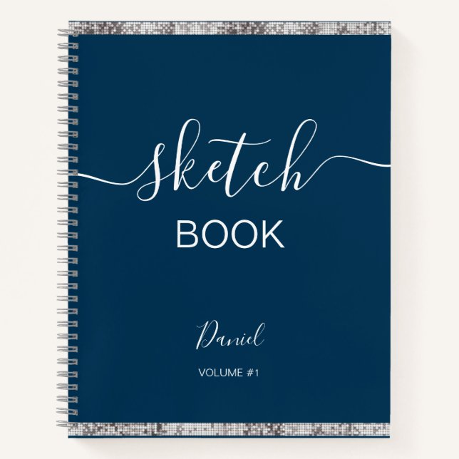 Personalised Sketchbook Your Name Elegant Script N Notebook (Front)
