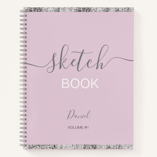 Personalised Sketchbook Your Name Elegant Script N Notebook (Front)