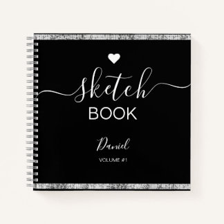 Personalised Sketchbook Your Name Elegant Script   Notebook