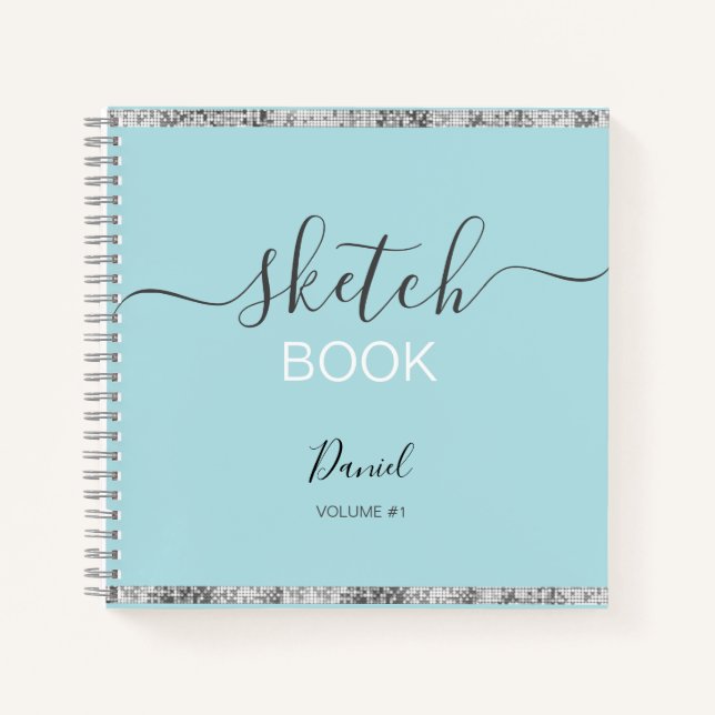 Personalised Sketchbook Your Name Elegant Script   Notebook (Front)