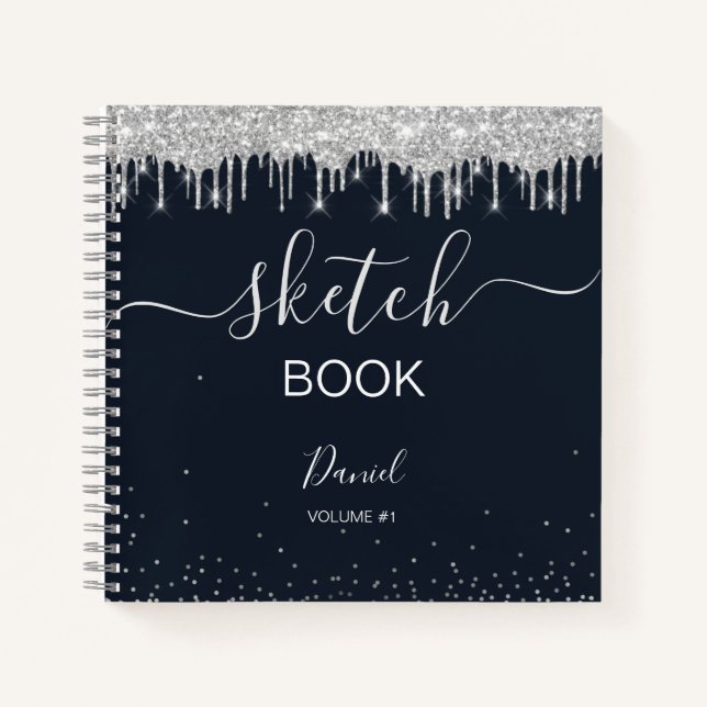 Personalised Sketchbook Your Name Elegant Script Notebook (Front)