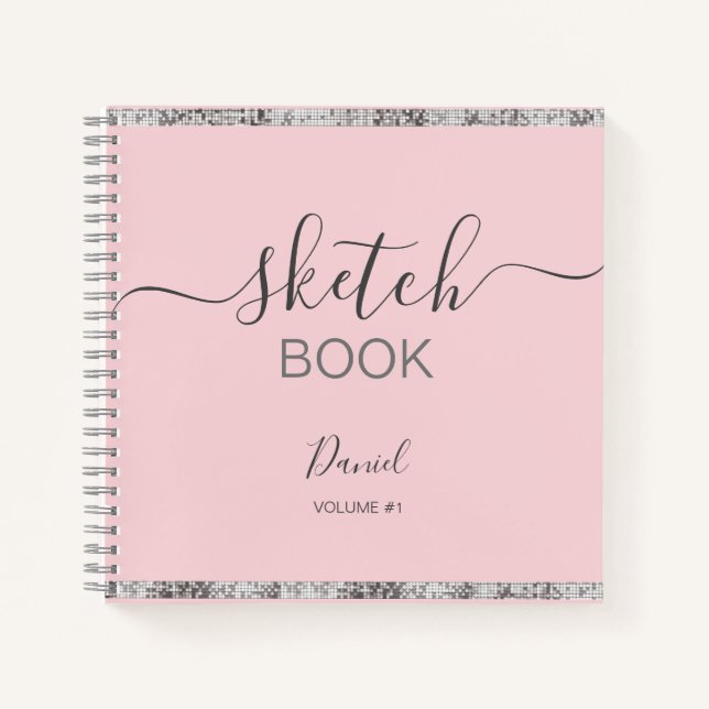 Personalised Sketchbook Your Name Elegant Script   Notebook (Front)