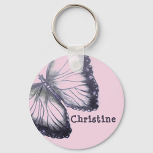 Personalised Sketched Butterfly Key Ring