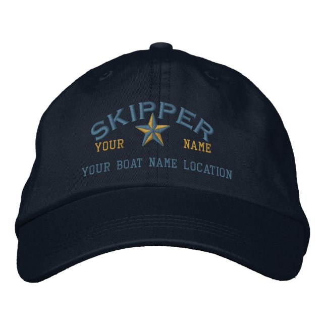 Personalised SKIPPER Star Ball Cap Embroidery (Front)