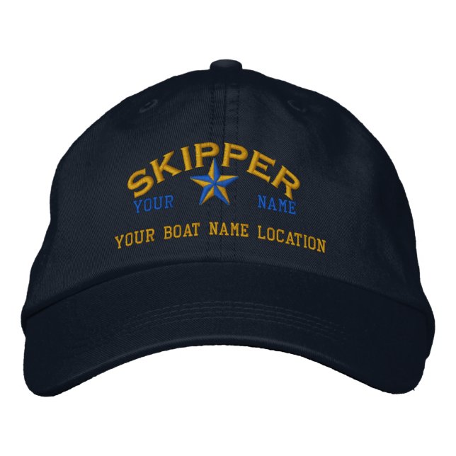 Personalised SKIPPER Star Ball Cap Embroidery (Front)