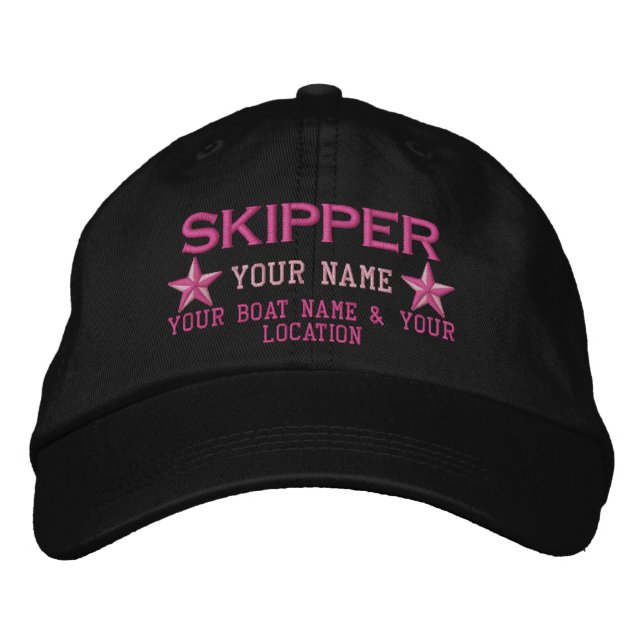 Personalised Skipper Stars Ball Cap Embroidery (Front)