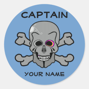 Personalised skull and Cross bones Classic Round Sticker