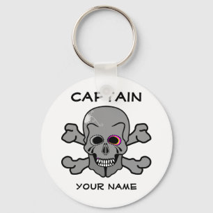 Personalised skull and Cross bones Key Ring