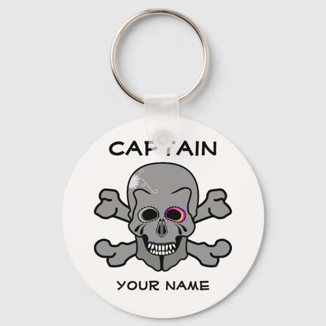 Personalised skull and Cross bones Key Ring (Front)