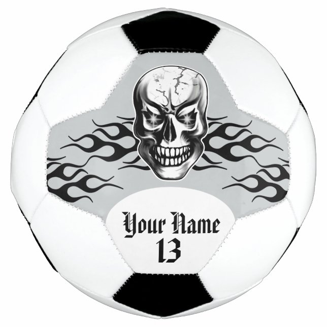 Personalised Skull and Flames Football (Front)