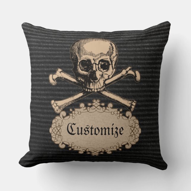 Personalised Skull & Crossbones Cushion (Front)