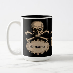Personalised Skull & Crossbones Two-Tone Coffee Mug