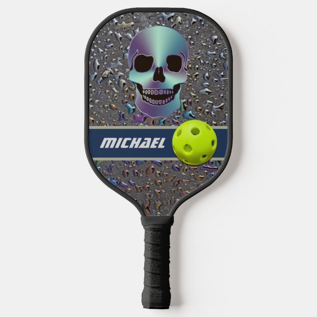 Personalised Skull on Ice Slick Pickleball Paddle (Back)