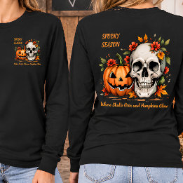 Personalised Skull Pumpkin Halloween Front & Back T-Shirt