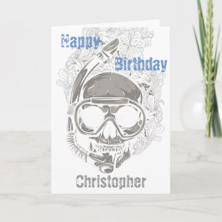 Personalised Skull Snorkelling Happy Birthday Card