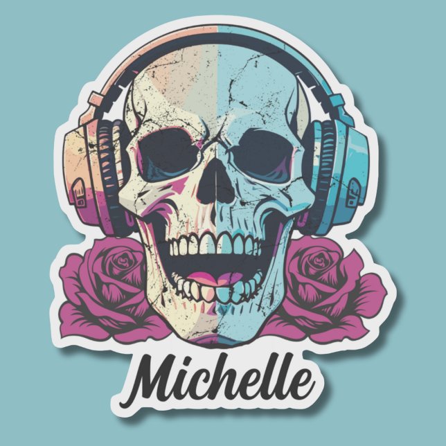 Personalised Skull With Headphones Waterproof  (Creator Uploaded)