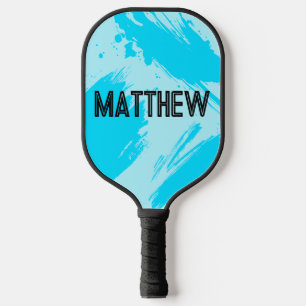 Personalised Sky Blue Abstract Custom Name Pickleball Paddle
