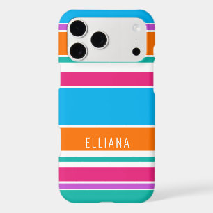 Personalised Sky Blue Hot Pink Orange Stripe