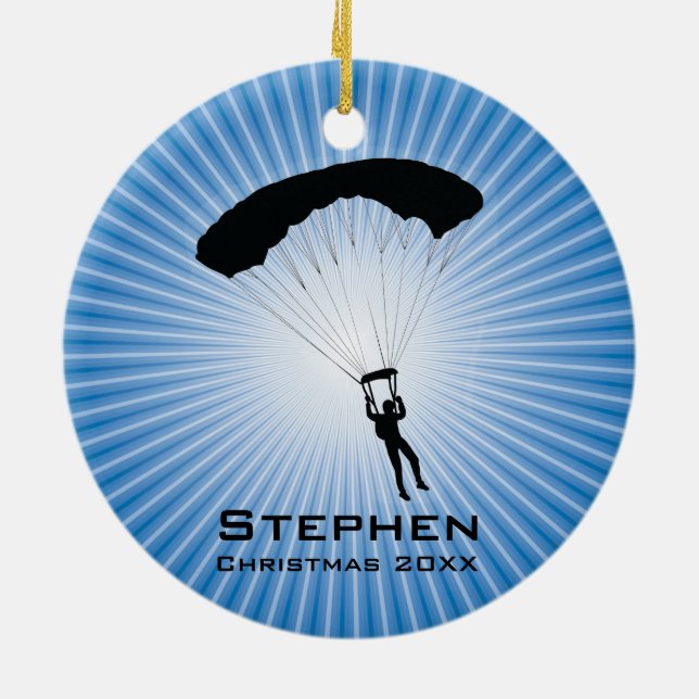Personalised Sky Diving Parachuting Ornament (Back)