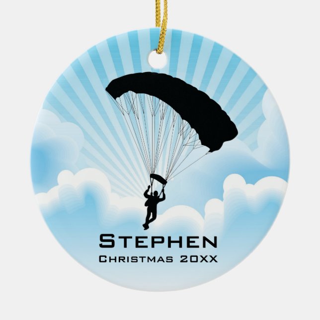 Personalised Sky Diving Parachuting Ornament (Front)