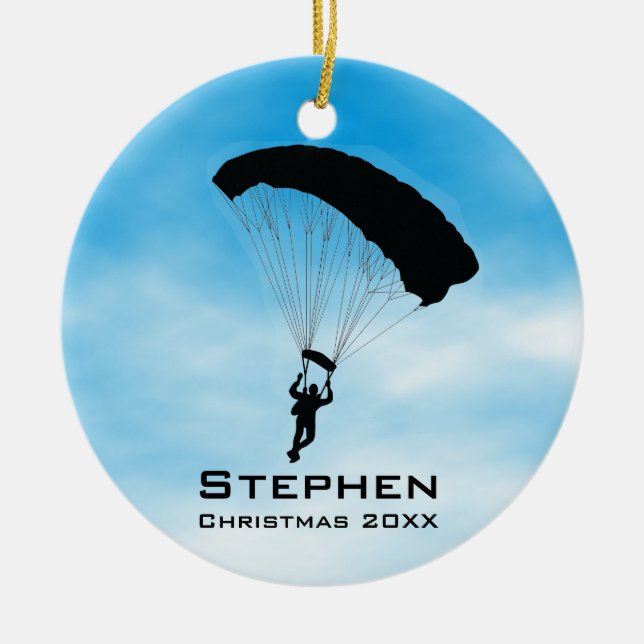 Personalised Sky Diving Parachuting Ornament (Front)