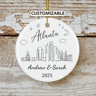 Personalised Skyline Atlanta Ornament, Georgia Ceramic Tree Decoration