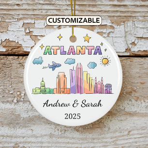 Personalised Skyline Atlanta Ornament, Georgia Ceramic Tree Decoration