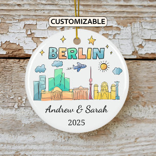 Personalised Skyline Berlin Ornament, Germany Ceramic Tree Decoration