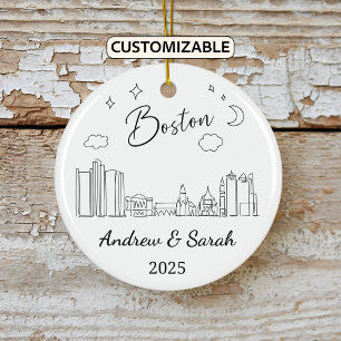 Personalised Skyline Boston Ornament Massachusetts