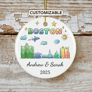 Personalised Skyline Boston Ornament Massachusetts