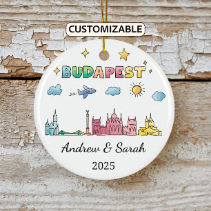 Personalised Skyline Budapest Ornament, Hungary Ceramic Tree Decoration