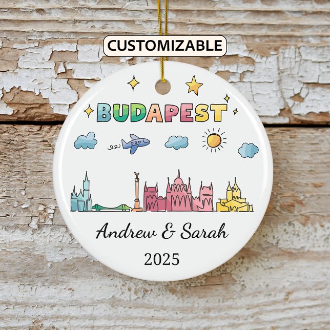 Personalised Skyline Budapest Ornament, Hungary Ceramic Tree Decoration (Creator Uploaded)