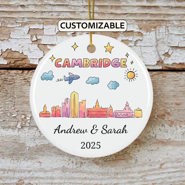 Personalised Skyline Cambridge, Massachusetts Ceramic Tree Decoration (Creator Uploaded)