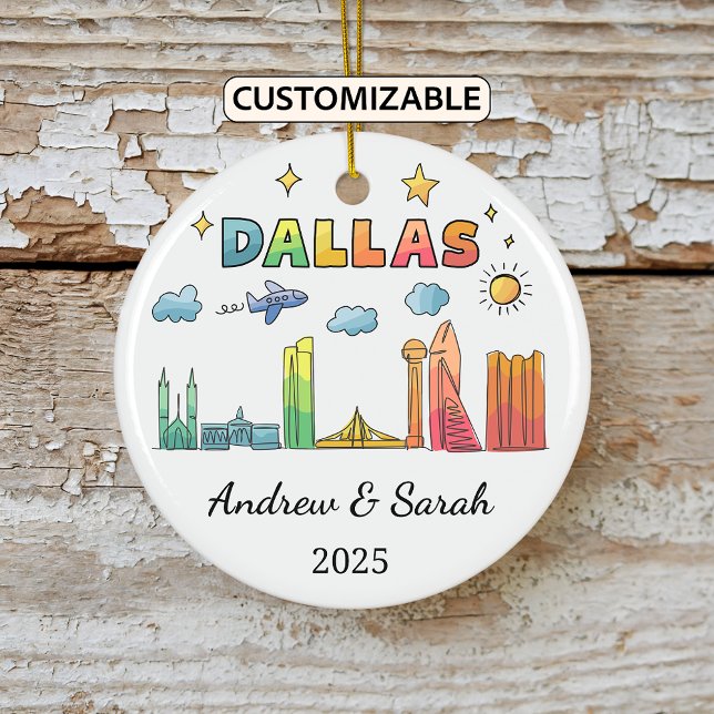 Personalised Skyline Dallas Ornament, Texas Ceramic Tree Decoration (Creator Uploaded)
