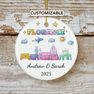 Personalised Skyline Florence Ornament, Italy Ceramic Tree Decoration