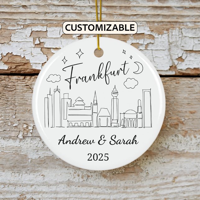Personalised Skyline Frankfurt Ornament, Germany Ceramic Tree Decoration (Creator Uploaded)
