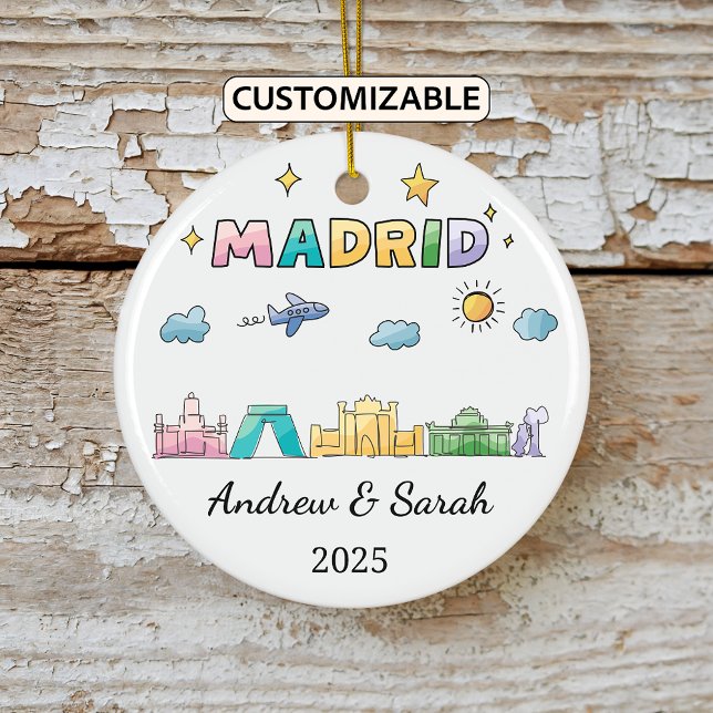 Personalised Skyline Madrid Ornament, Spain Ceramic Tree Decoration (Creator Uploaded)