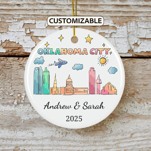 Personalised Skyline Oklahoma City, Oklahoma Ceramic Tree Decoration