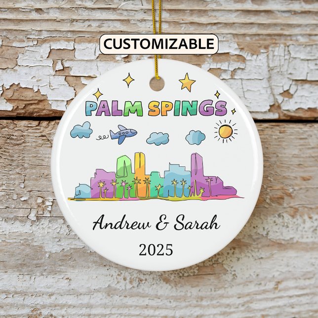 Personalised Skyline Palm Springs, California Ceramic Tree Decoration (Creator Uploaded)