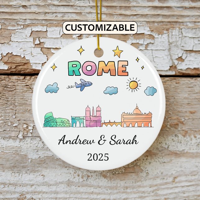 Personalised Skyline Rome Ornament, Italy Ceramic Tree Decoration (Creator Uploaded)