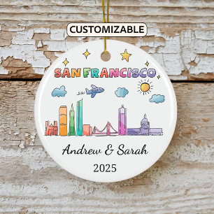 Personalised Skyline San Francisco, California Ceramic Tree Decoration