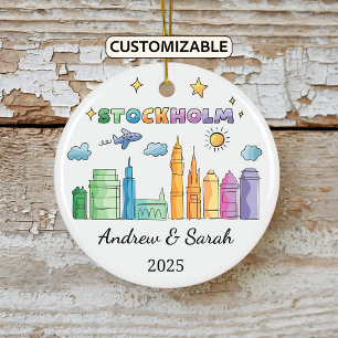 Personalised Skyline Stockholm Ornament, Sweden Ceramic Tree Decoration