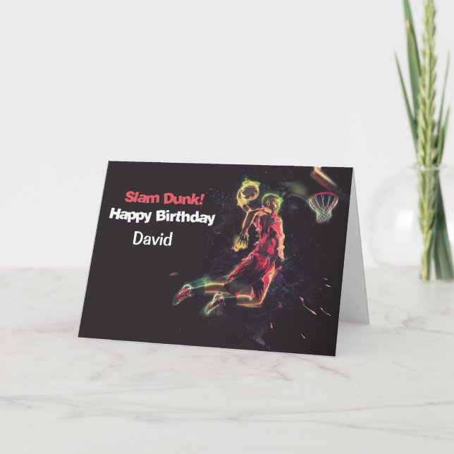 Personalised Slam Dunk Basketball Birthday Card (Front)