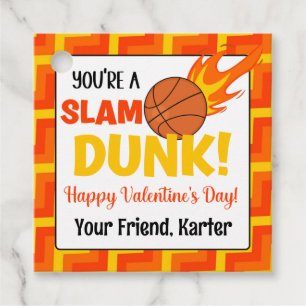 Personalised Slam Dunk Basketball Valentine's Day  Favour Tags