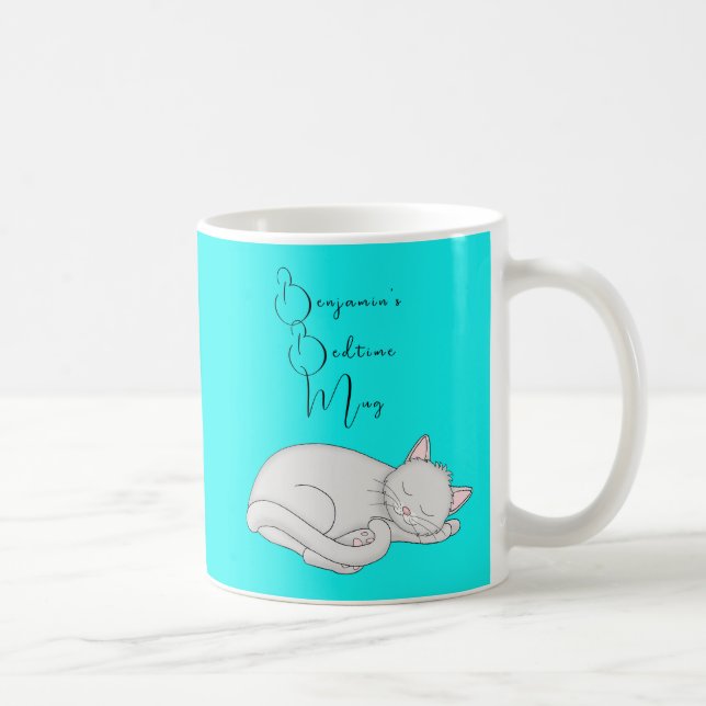 Personalised Sleeping Cat Bedtime Mug (Right)