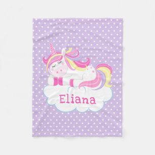 Personalised Sleeping Unicorn Kids Fleece Throw Blanket