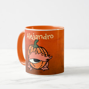Personalised Sleepy Eye of the Spooky Pumpkin Mug