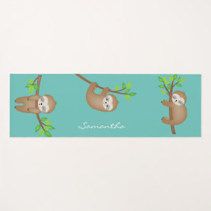 Personalised Sleepy Happy Sloth Cute Yoga Mat