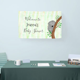 Personalised Sleepy Koala Bear Baby Shower Banner
